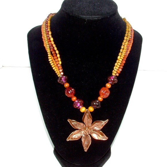 Cookie Lee Blooming Jasmine Necklace with Colored Beads - Picture 4 of 8